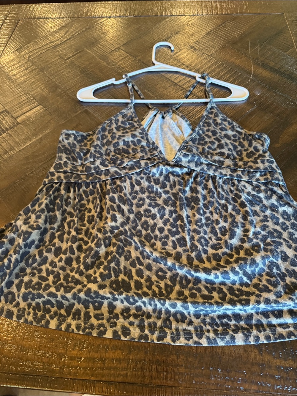 SHEIN Curve Gray and Black Animal Print Top